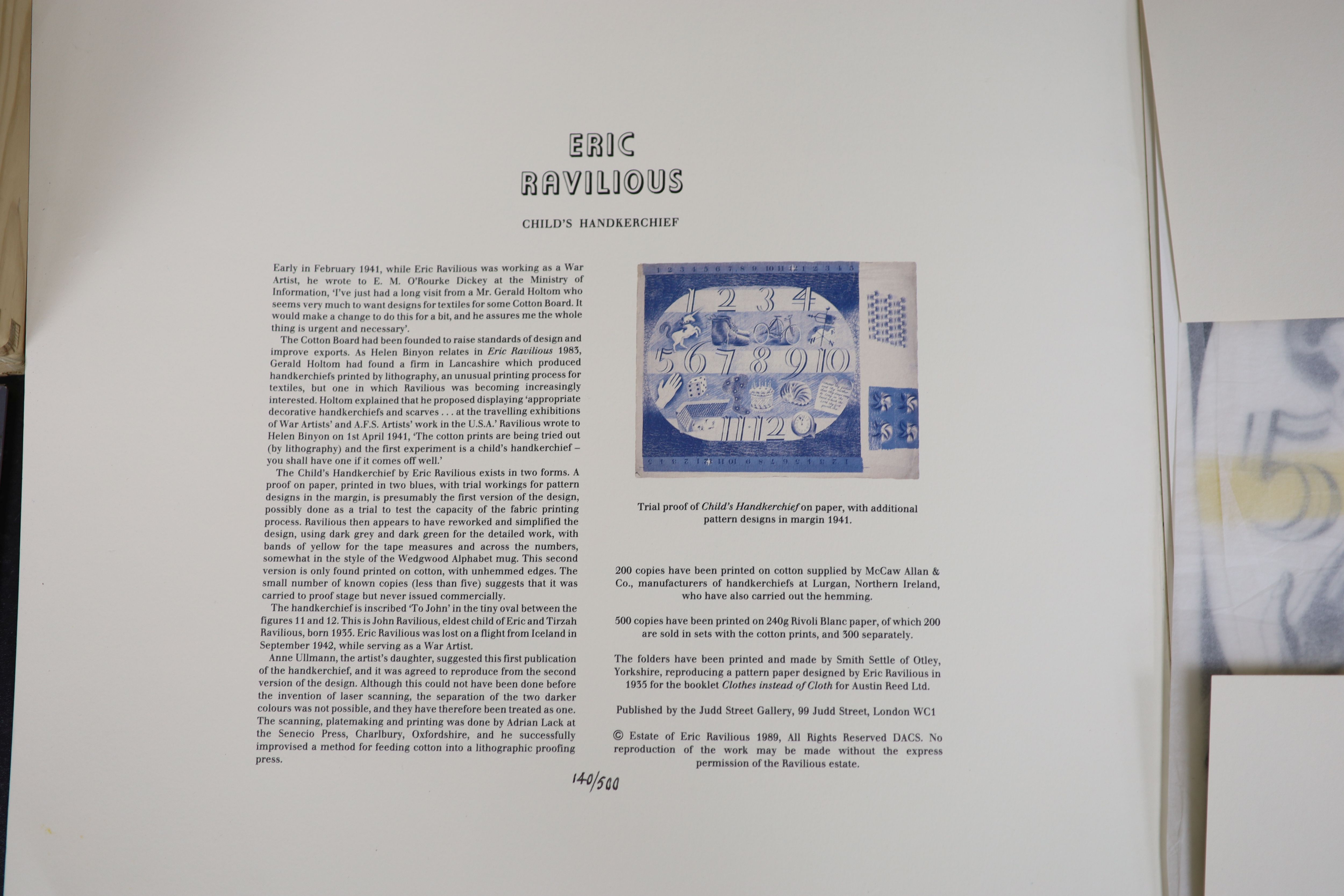 Eric Ravilious (1903-1942), Childs Handkerchief, 17.75 x 17.75in.